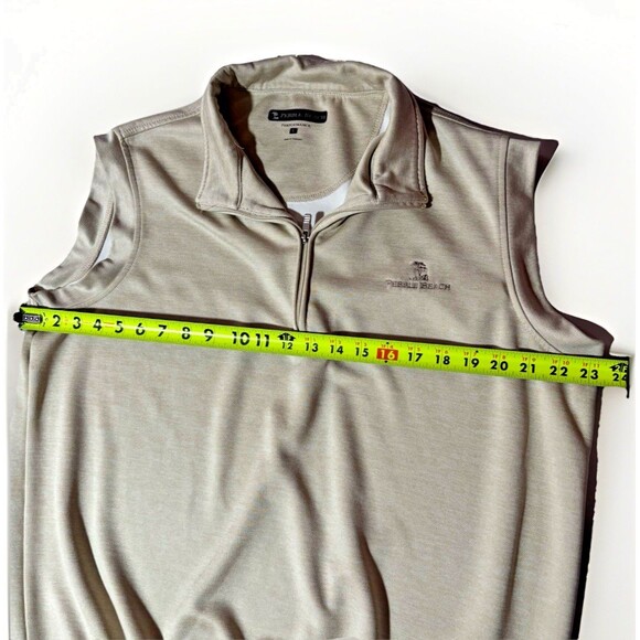 Pebble Beach Performance Golf Vest Sweater Men’s Size Large Tan Neutral 1/4 Zip - Picture 5 of 8